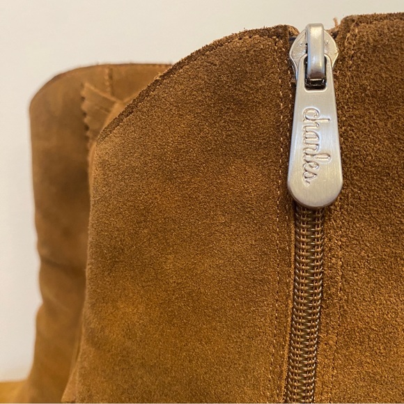 Charles By David Charles - Boulder Suede Booties with Fringe - Cognac Sz 9 - Picture 8 of 16